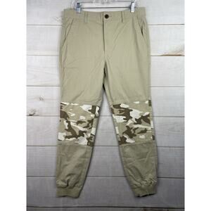 Aeropostale Cargo Jogger Pants Mens 32 Tan Khaki Camo Knee Cotton Preppy